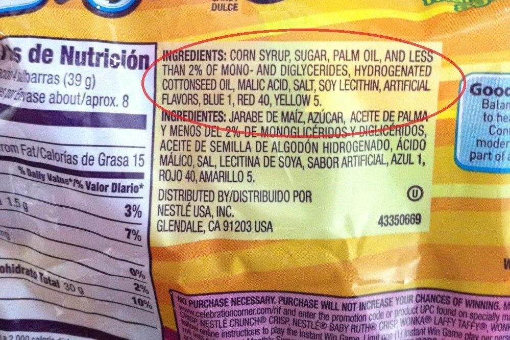 Food ingredient labels