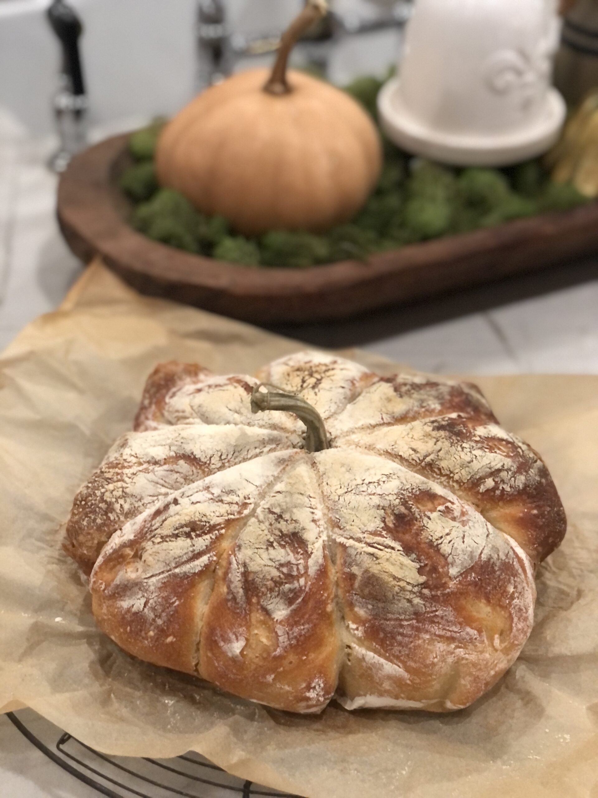 Pumpkin Shaped Sourdough Bread