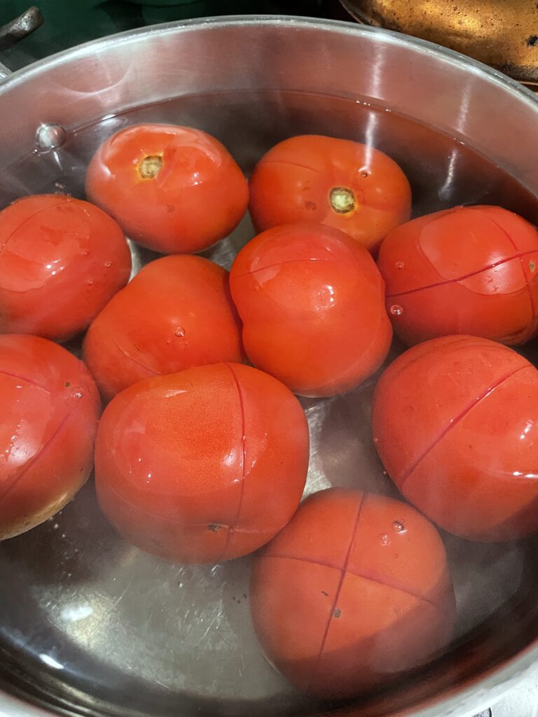 Blanching tomatoes