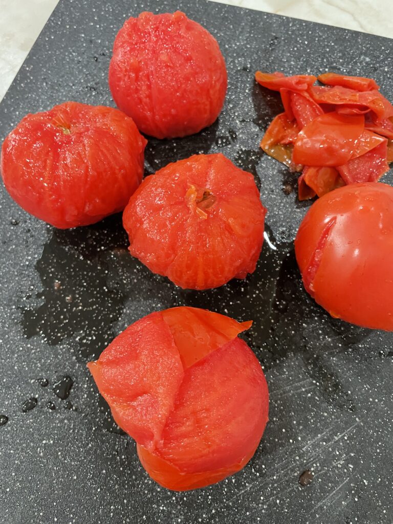 Blanching tomatoes