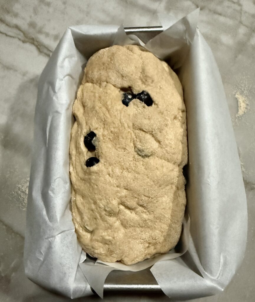 Sourdough bread in a loaf pan 