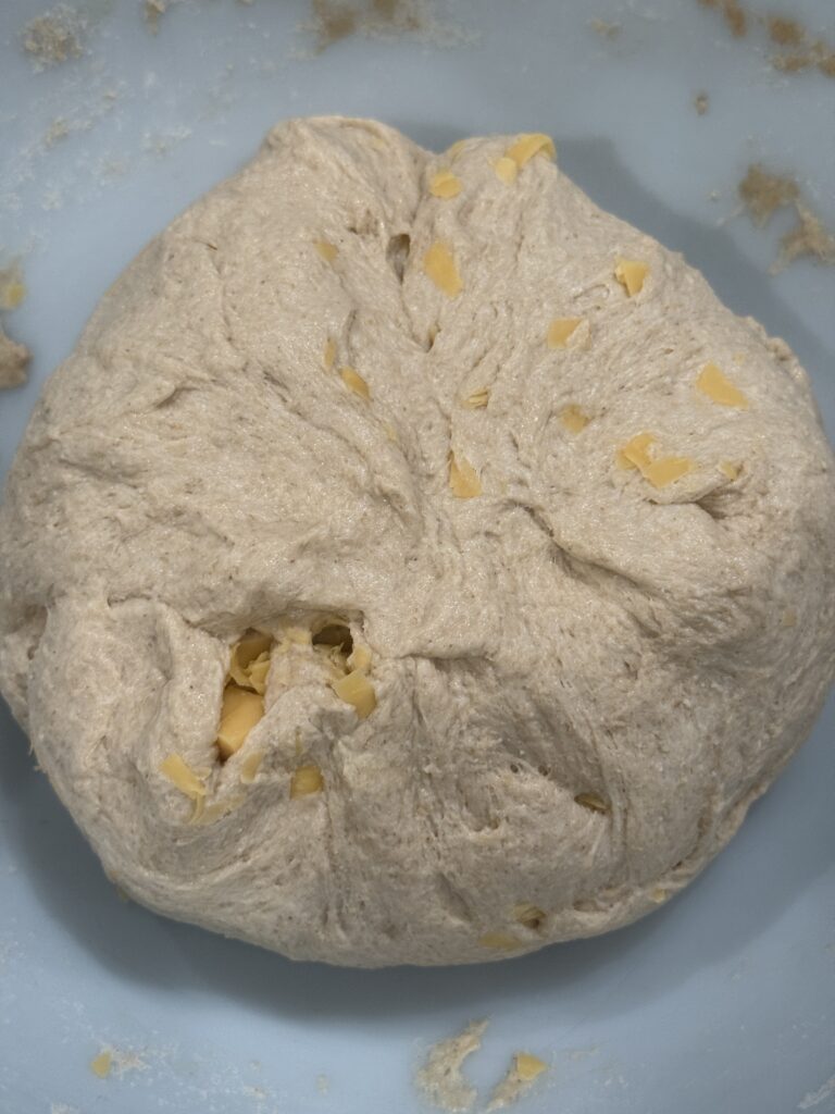 Jalapeno cheddar sourdough loaf Ready for proofing in fridge