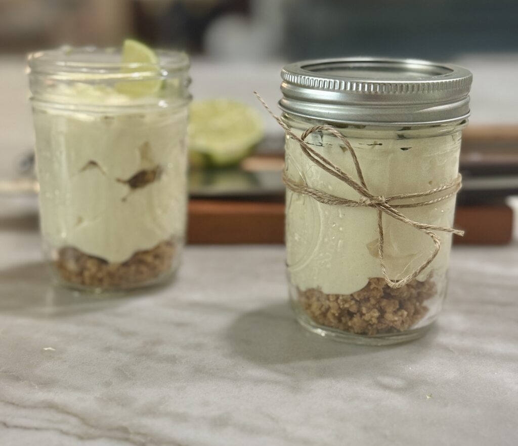 Key lime cheesecake in a jar