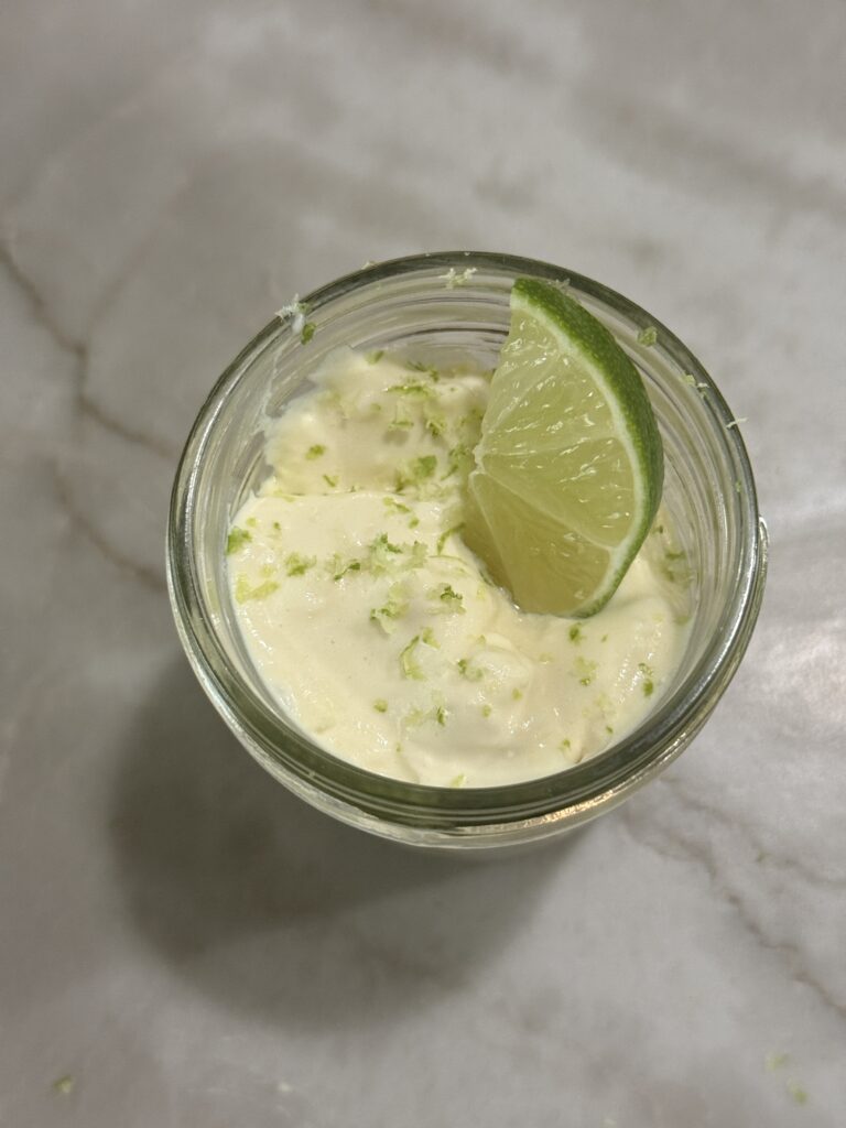 Key lime cheesecake in a jar