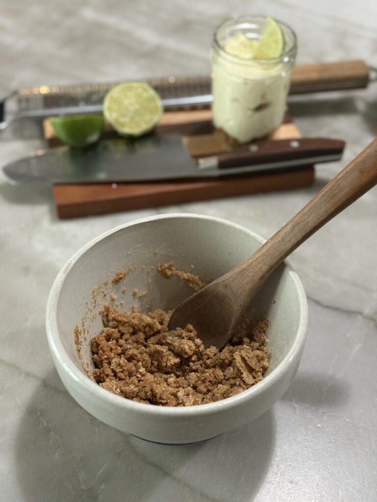 Key lime cheesecake in a jar