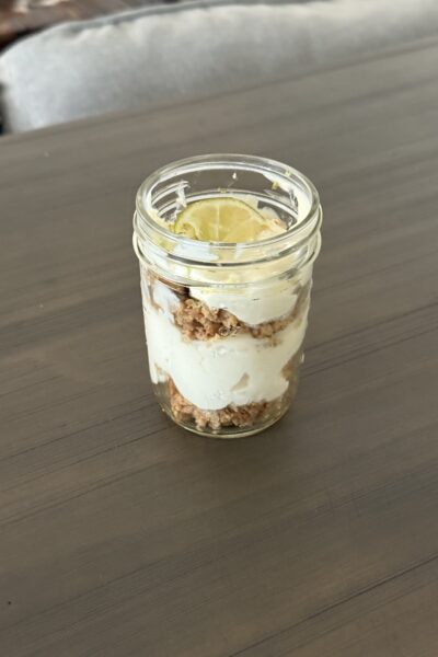 Key lime cheesecake in a jar