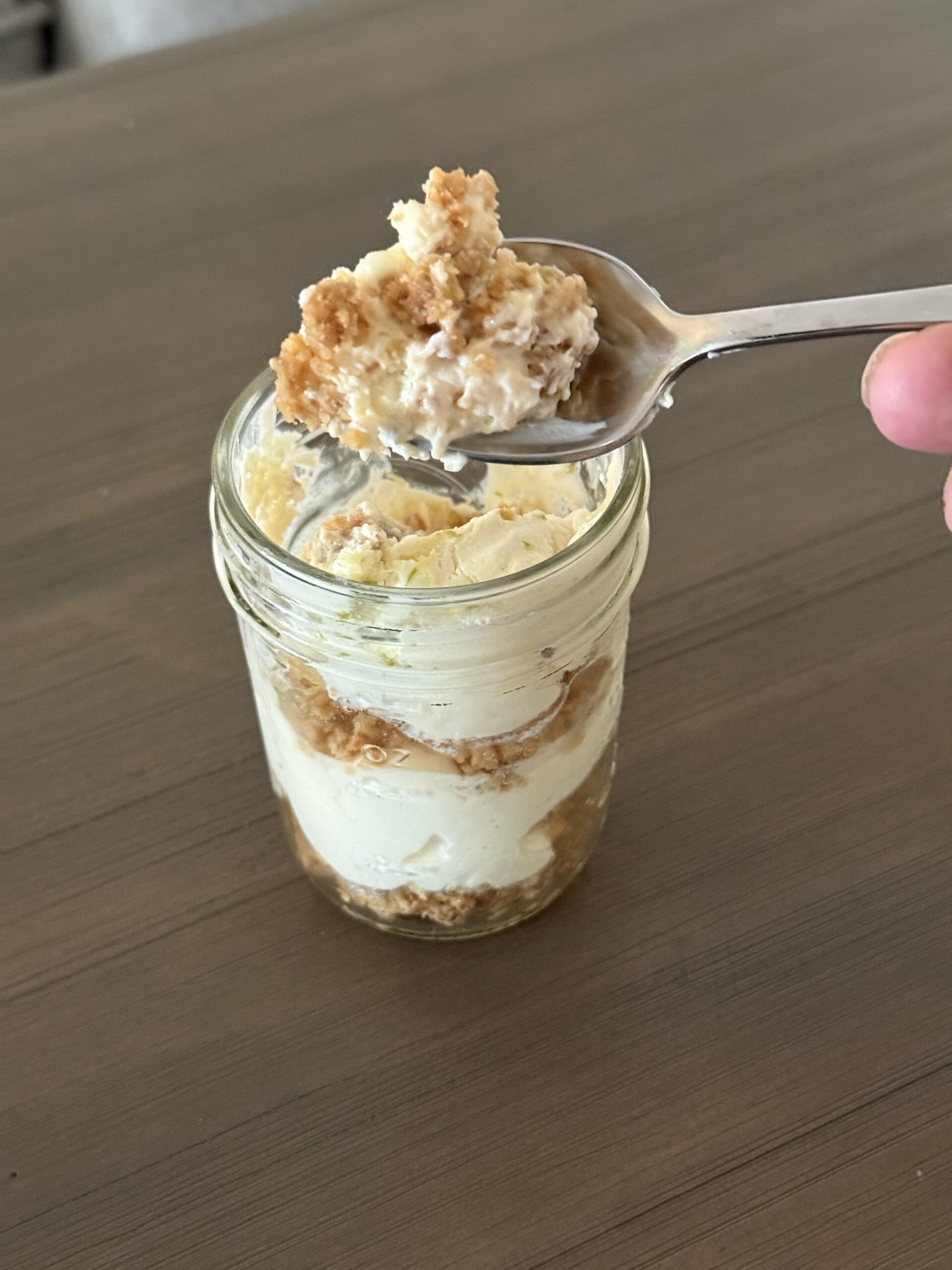 Key lime cheesecake in a jar