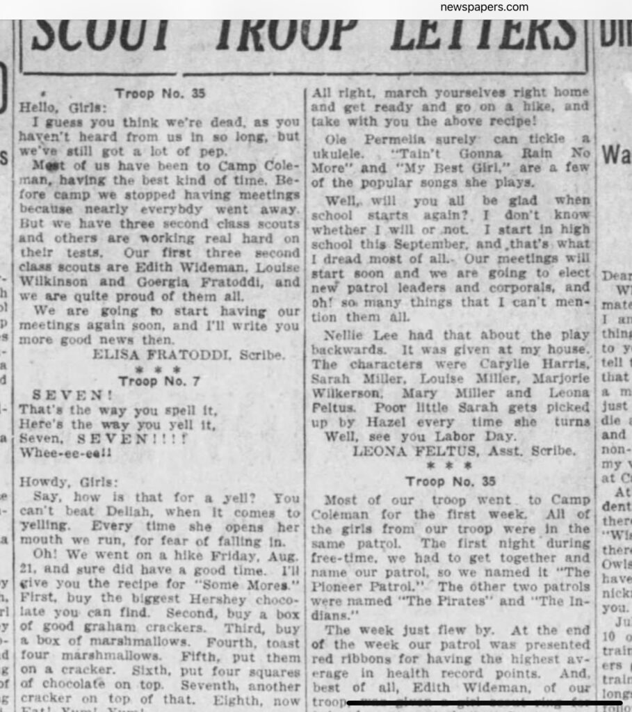 Girl Scouts S’mores 1925