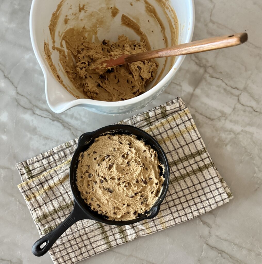 Chocolate chip skillet cookie