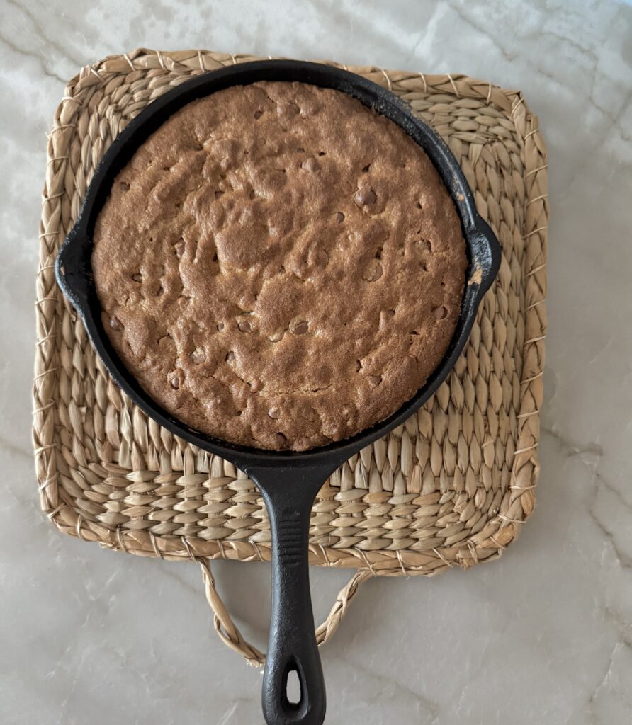 Chocolate chip skillet cookie