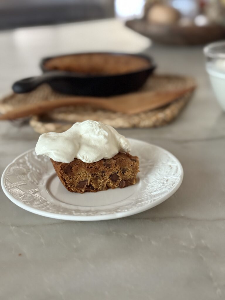 Chocolate chip skillet cookie