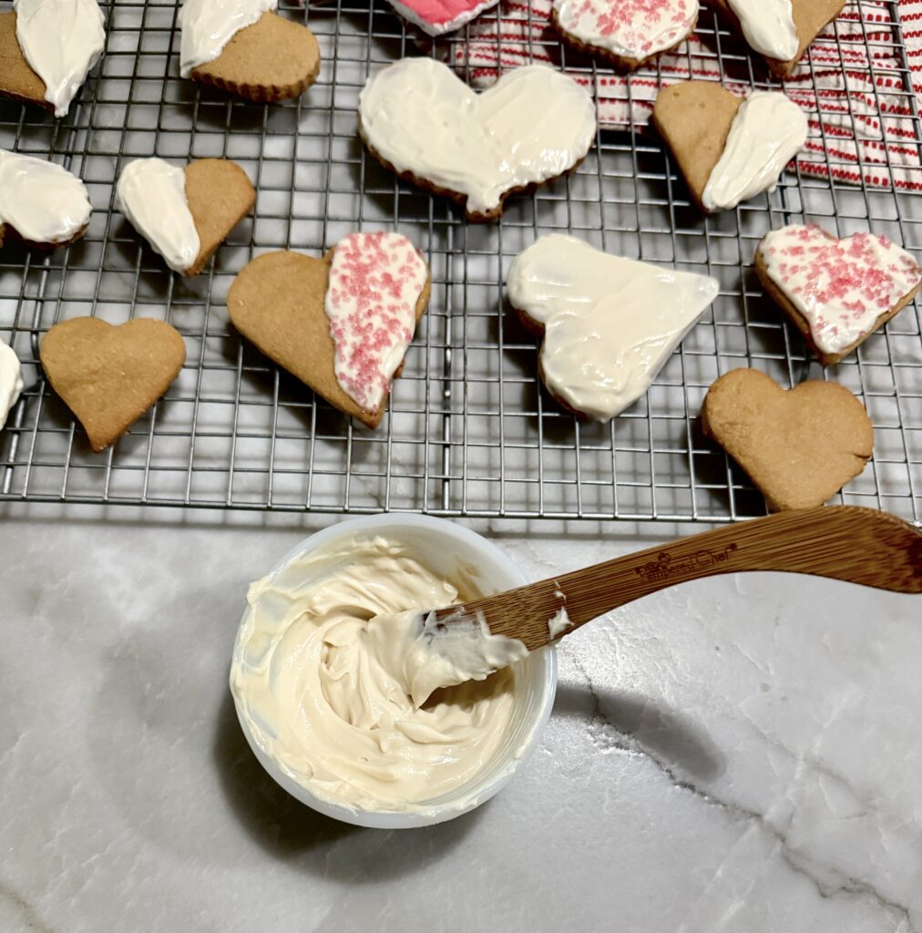Heart shaped cookies With a maple cream cheese frosting