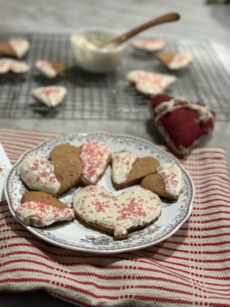 Heart shaped cookies With a maple cream cheese frosting 