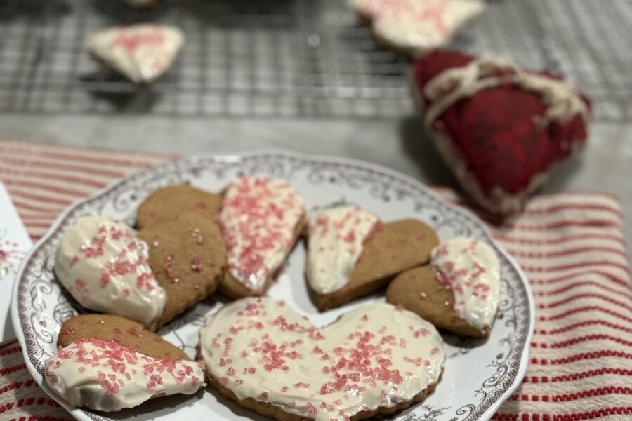 Heart shaped cookies With a maple cream cheese frosting
