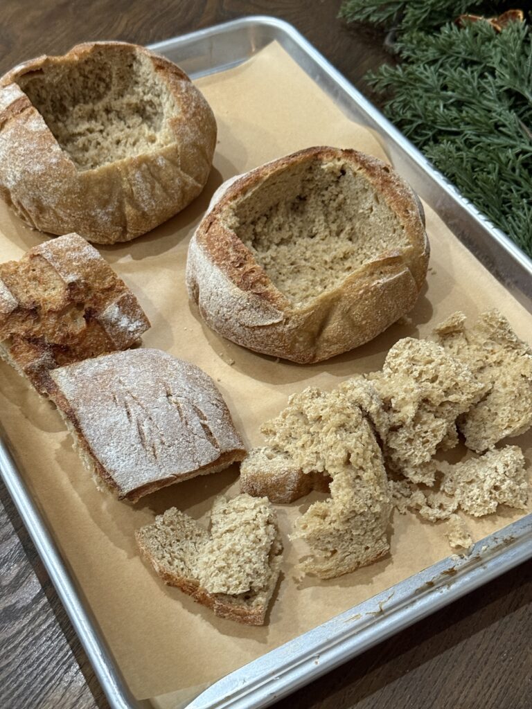 Frozen sourdough bread bowls