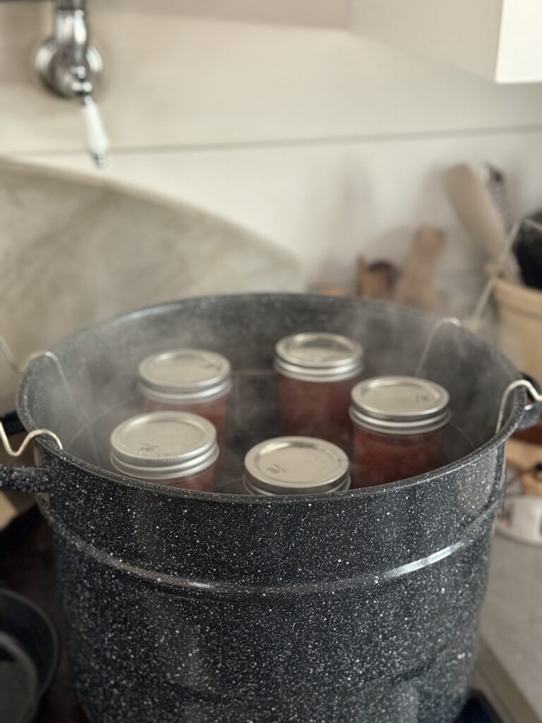 Water bath canning strawberry jam