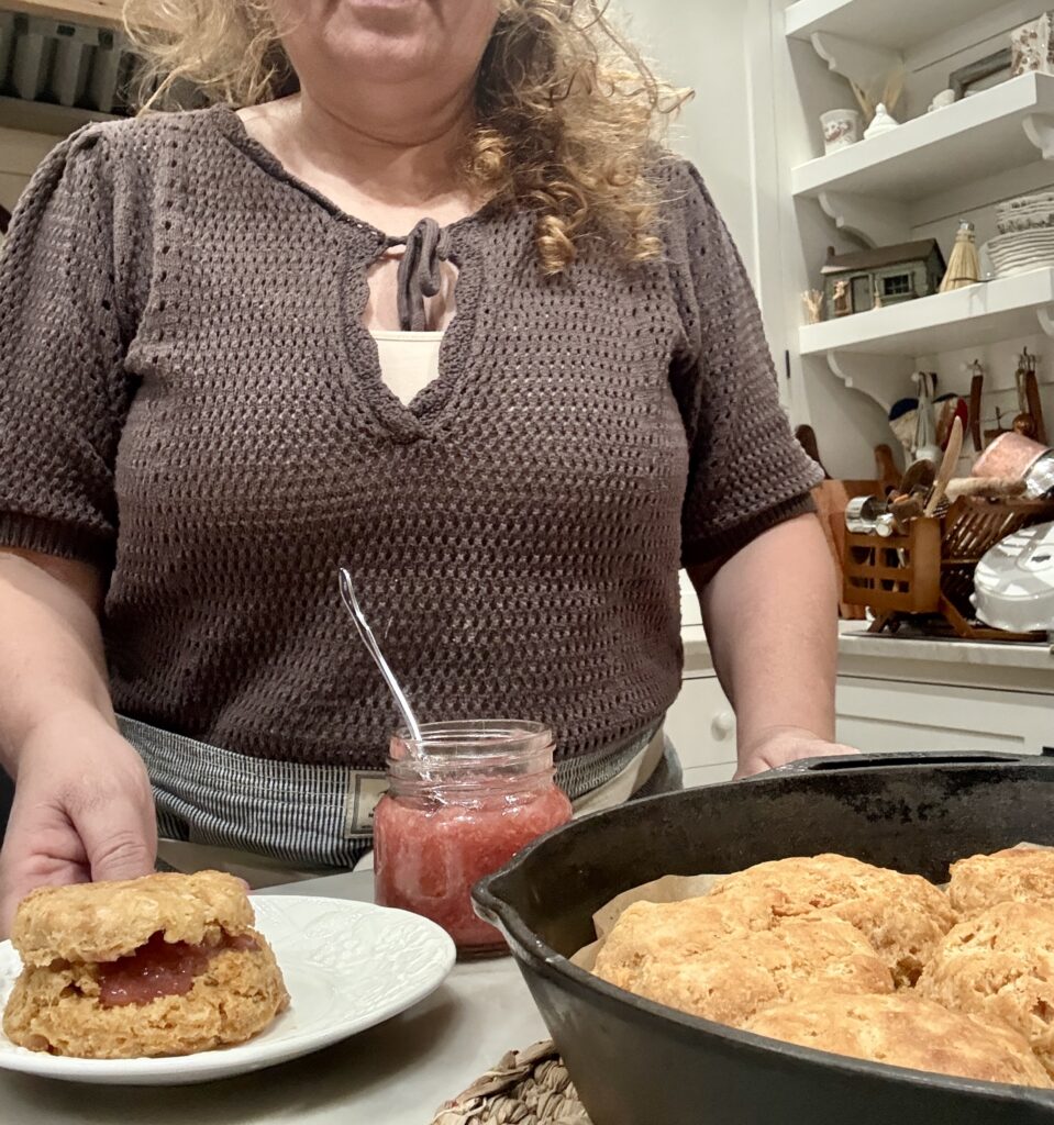 Strawberry vanilla jam and biscuits