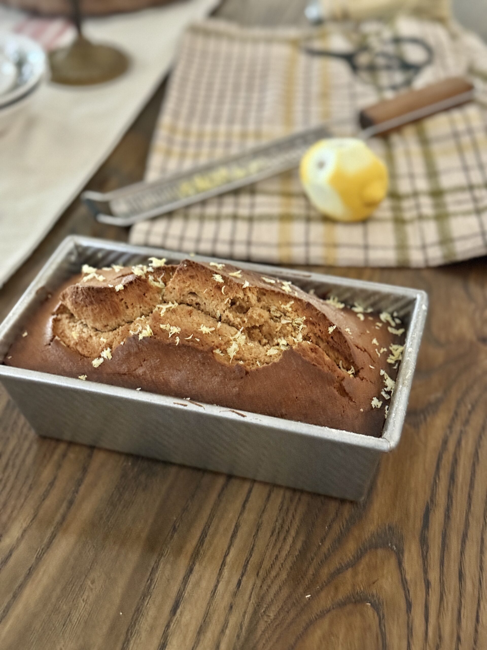 Lemon sour cream pound cake In a loaf pan