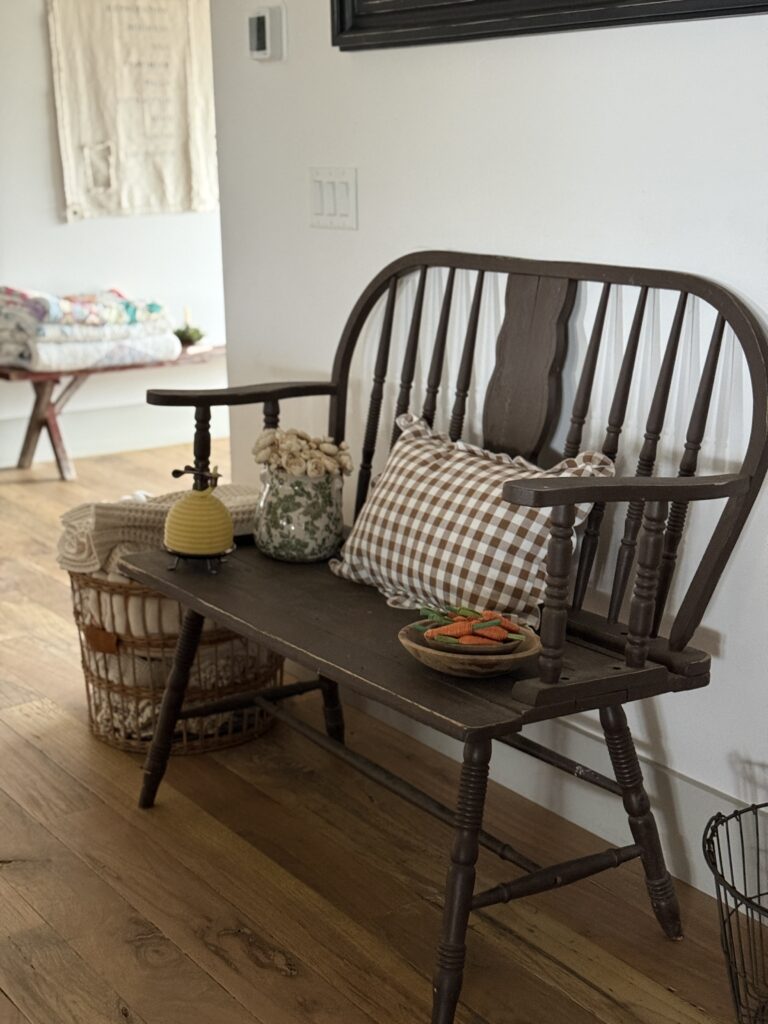 Cottagecore gingham brown pillow