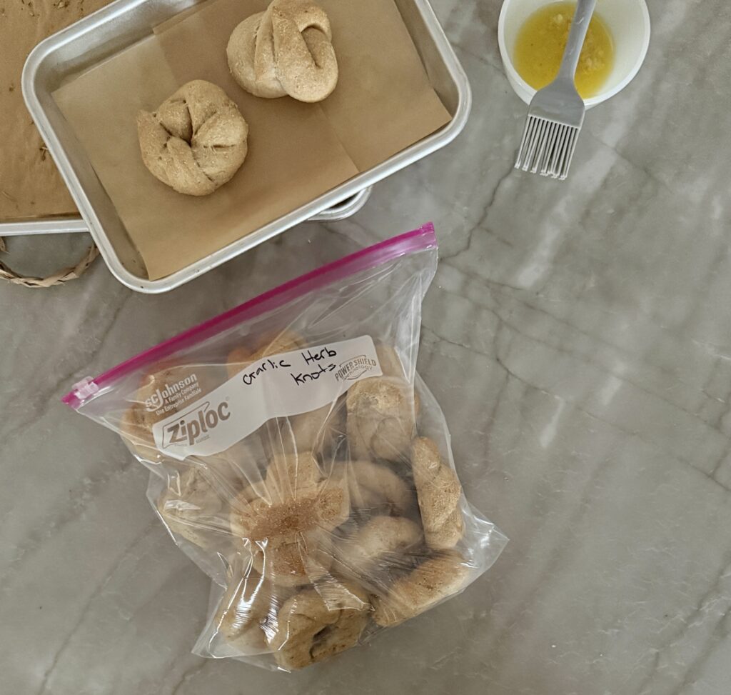 Garlic herb knots freezer storage