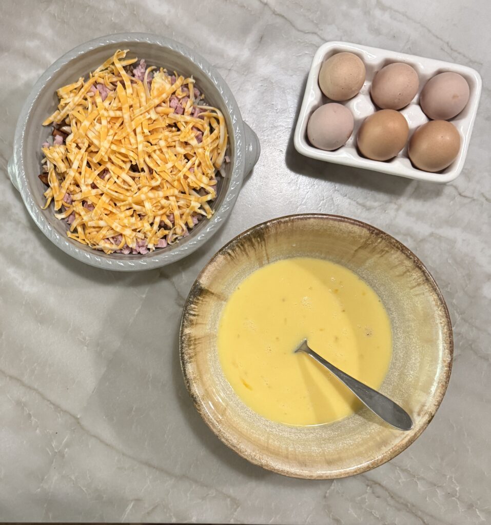 Quiche made with a hash brown crust