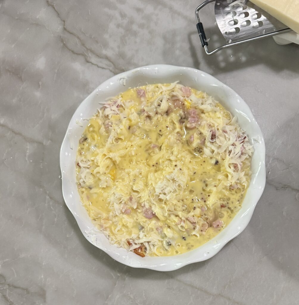 Quiche made with a hash brown crust