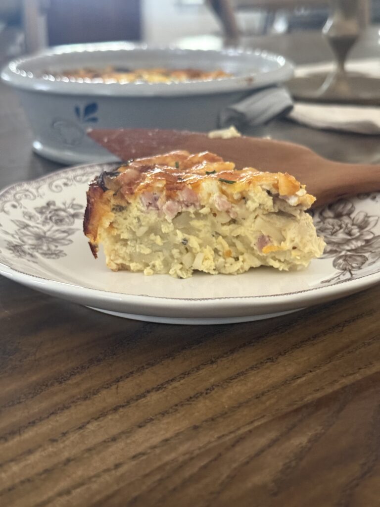 Quiche made with a hash brown crust