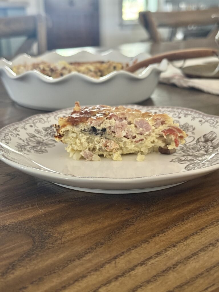 Quiche made with a hash brown crust