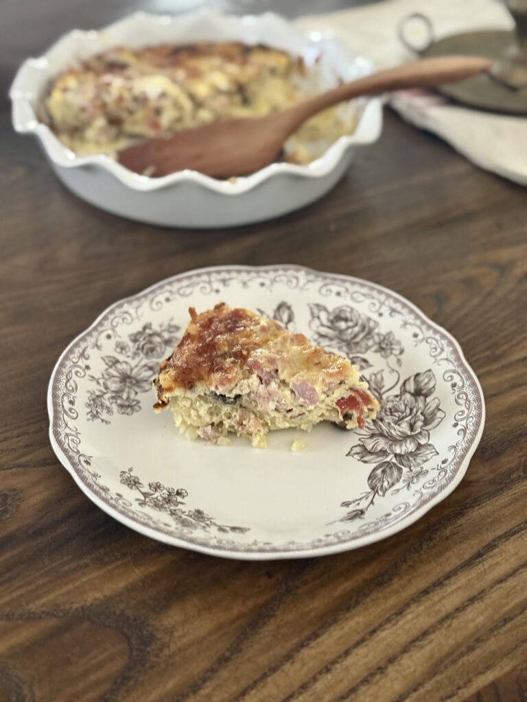 Quiche made with a hash brown crust