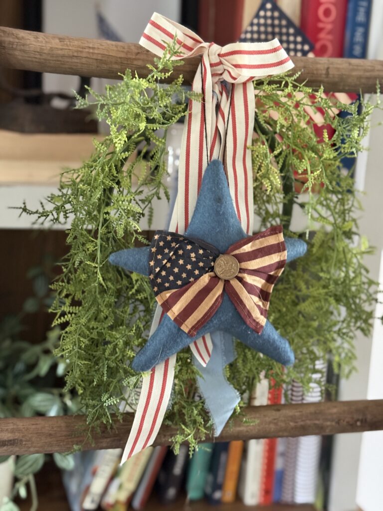Tie a ribbon tail bundle on a wreath