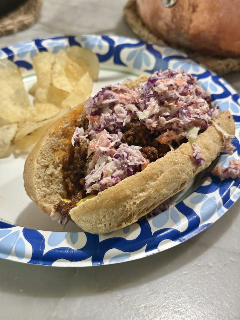 West Virginia Hot Dog, Mustard, Chili and Slaw