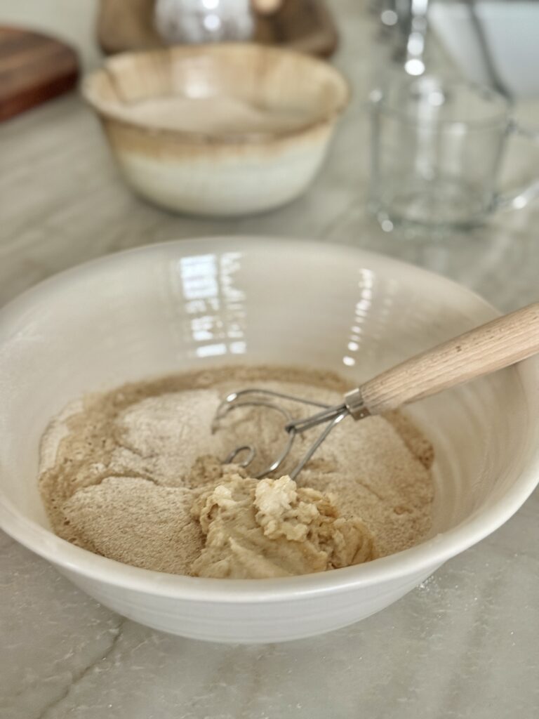 Fresh-milled honey wheat sourdough sandwich bread