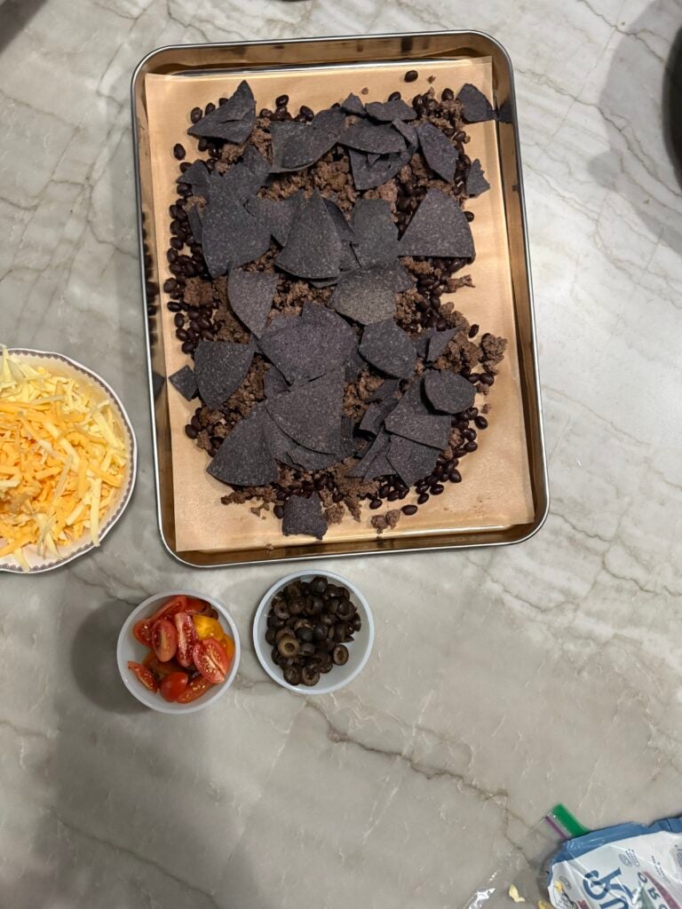 Sheet pan beef nachos
