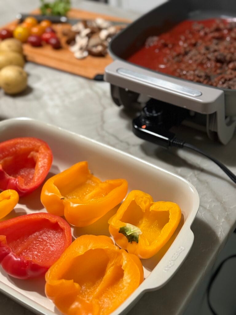 Par-boiling peppers